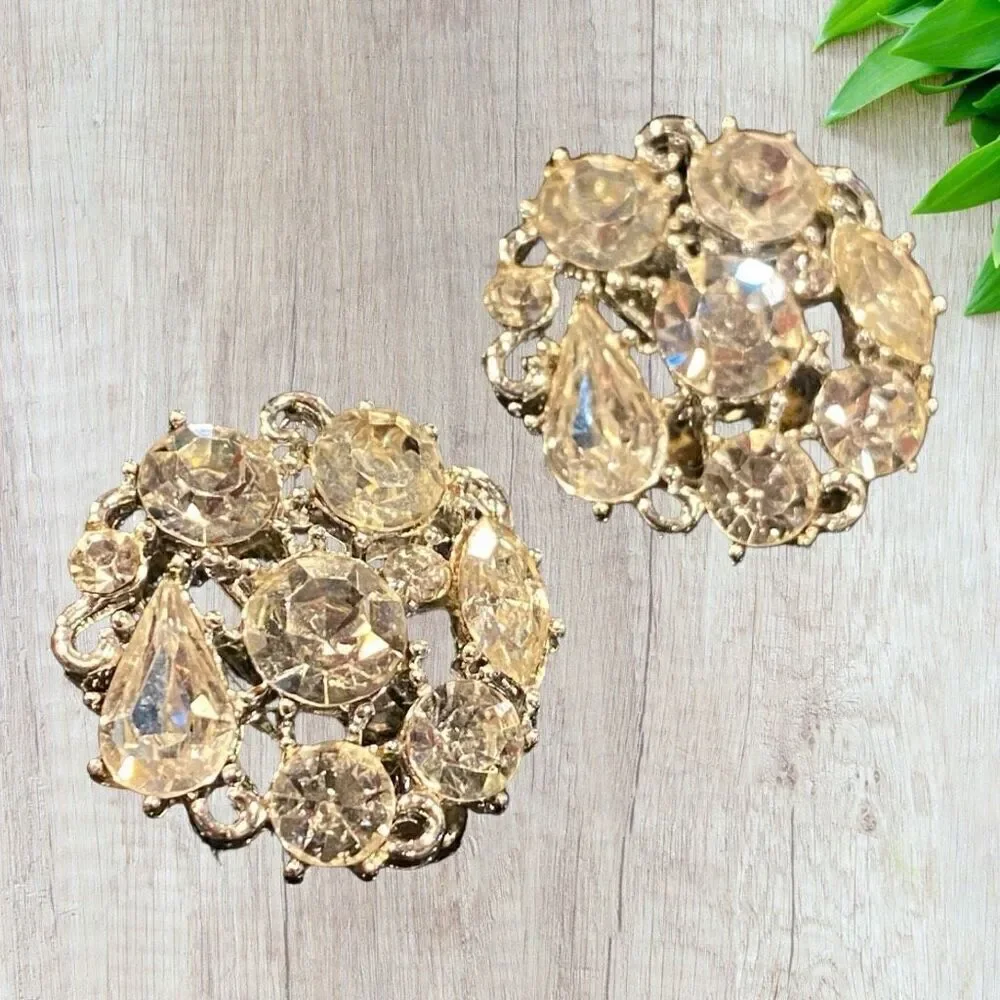 Beautiful Vintage Rhinestone Clip-on Earrings Rhapsody